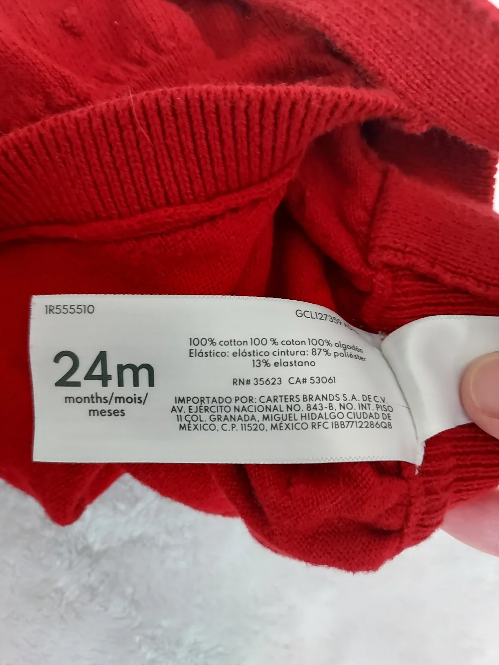 Carter's Red Dot Knit Jumper Dress 24mo Holiday Christmas Pictures Casual Party